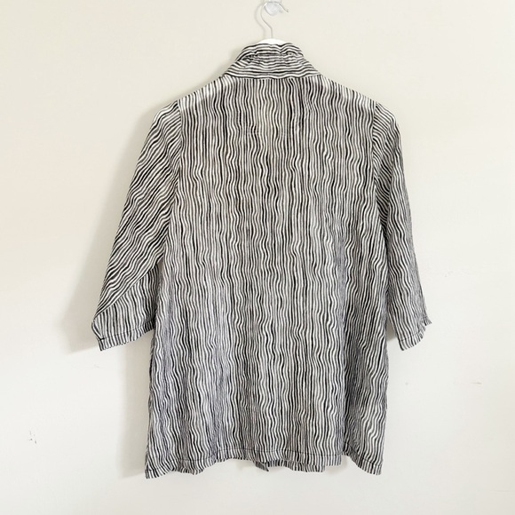 TERRA SJ APPAREL Women’s Black White Blouse Button Up Wired Collar Lagenlook S - Picture 4 of 12